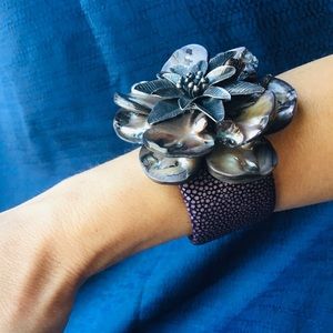 Abalone silver 925 and leather bracelet